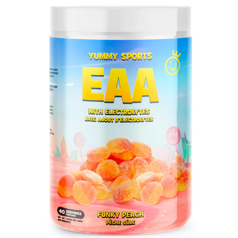 Yummy Sports EAA with Electrolytes bottle image flavour Funky Peach.