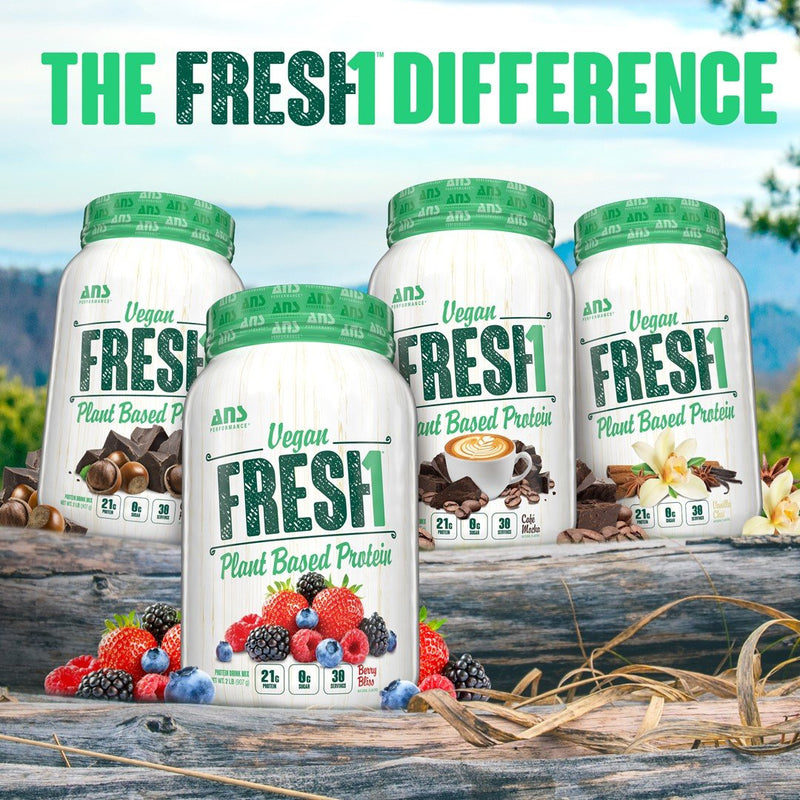 30% Off ANS Performance Fresh1 Vegan Protein. Fresh1 Vegan Plant Protein is a delicious blend of 5 different protein sources. Together they form a COMPLETE protein, loaded with all 9 essential amino acids to fuel your body with energy and the necessary building blocks required to support muscle recovery and growth.