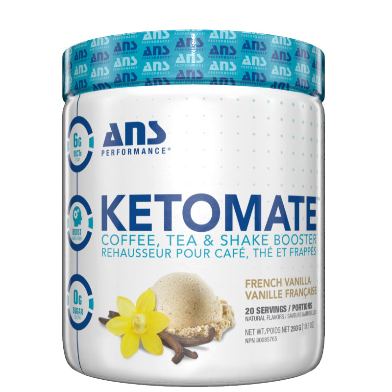 Buy Now! ANS Performance KETOMATE (20 servings) French Vanilla. Ketomate™ is a versatile zero sugar creamer designed to give your favourite beverage an incredible flavour experience, while also boosting mental energy and performance.