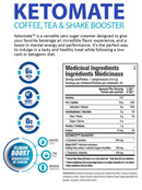 ANS Performance KETOMATE (20 servings) Supplement facts of ingredients. Ketomate™ is a versatile zero sugar creamer designed to give your favourite beverage an incredible flavour experience, while also boosting mental energy and performance.