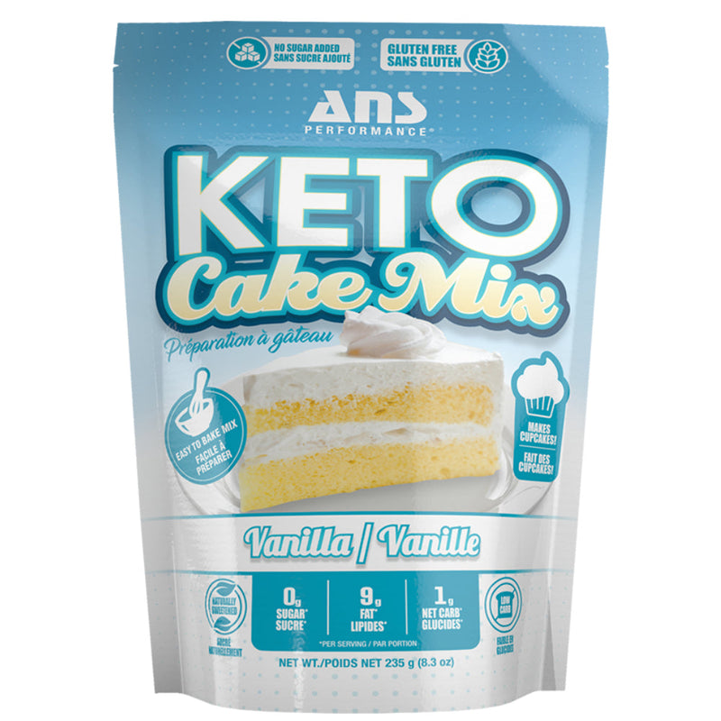 Buy Now! ANS Performance KETO Cake Mix (235 g). Enjoy low net carb, sugar-free vanilla cake with our easy to bake mix. Only 1 gram of net carbs per serving. Gluten free, and perfect for keto, low-carb, paleo or vegetarian diets!