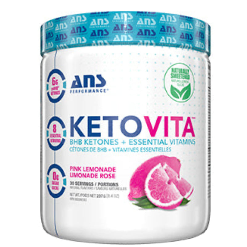 Buy Now! ANS Performance KETOVITA (30 servings) Pink Lemonade. Ketones can help support a state of ketosis, where fat is used as the body’s primary source of energy. Ketones can also enhance cognitive function, reduce inflammation and help balance hormones involved with blood sugar and appetite.