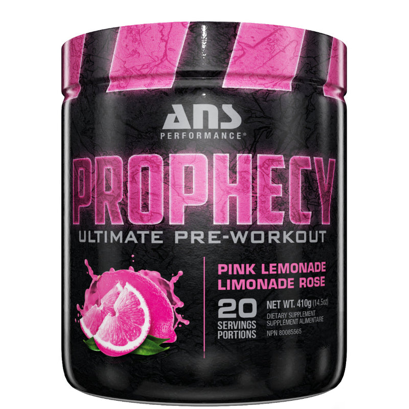 Buy Now! ANS Performance Prophecy (20 servings) Pink Lemonade. PROPHECY™ is the ultimate pre-workout providing limitless energy, endless endurance, prophetic muscle pumps, raw power and visionary focus. 