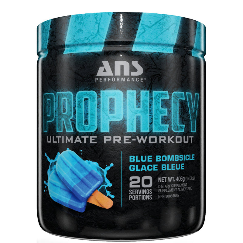 Buy Now! ANS Performance Prophecy (20 servings) Blue Bombsicle. PROPHECY™ is the ultimate pre-workout providing limitless energy, endless endurance, prophetic muscle pumps, raw power and visionary focus. 