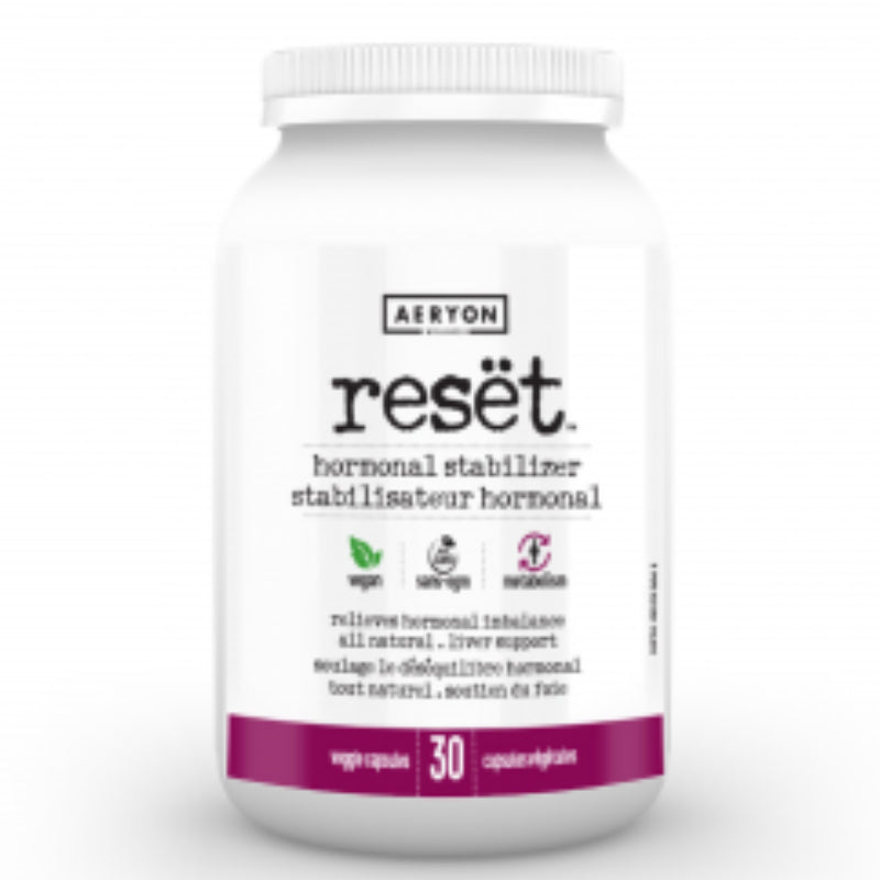 Buy Now! Aeryon Wellness Reset (30 caps). Resët is scientifically formulated to help the body maintain a healthy estrogen balance, support estrogen metabolism, stabilize premenstrual symptoms and heavy periods. 
