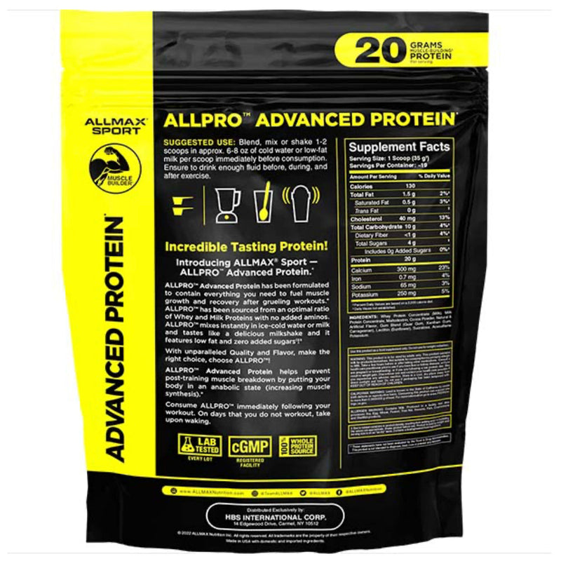 Allmax Nutrition Allpro advanced protein powder ingredients
