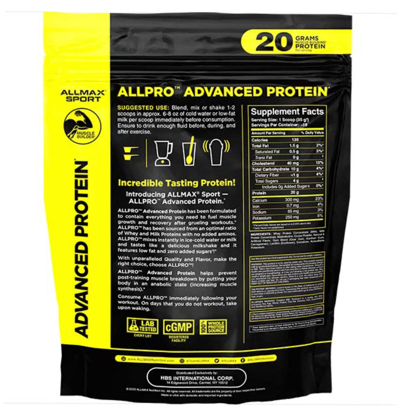 Allmax Nutrition Allpro advanced protein powder ingredients