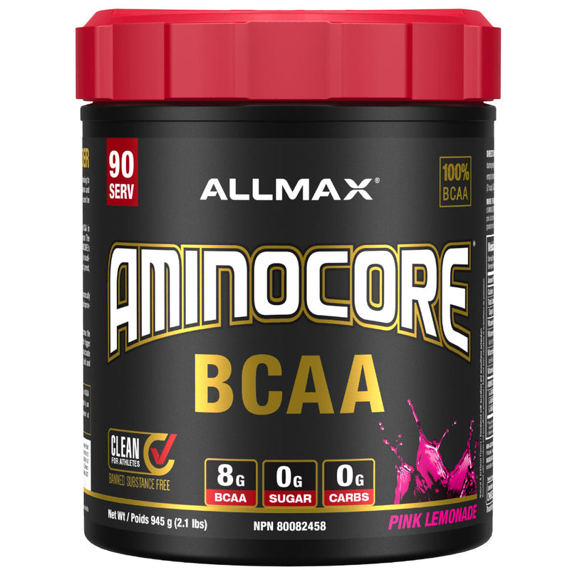 Allmax Nutrition AminoCore 90 Servings BCAA powder amino drink pink lemonade