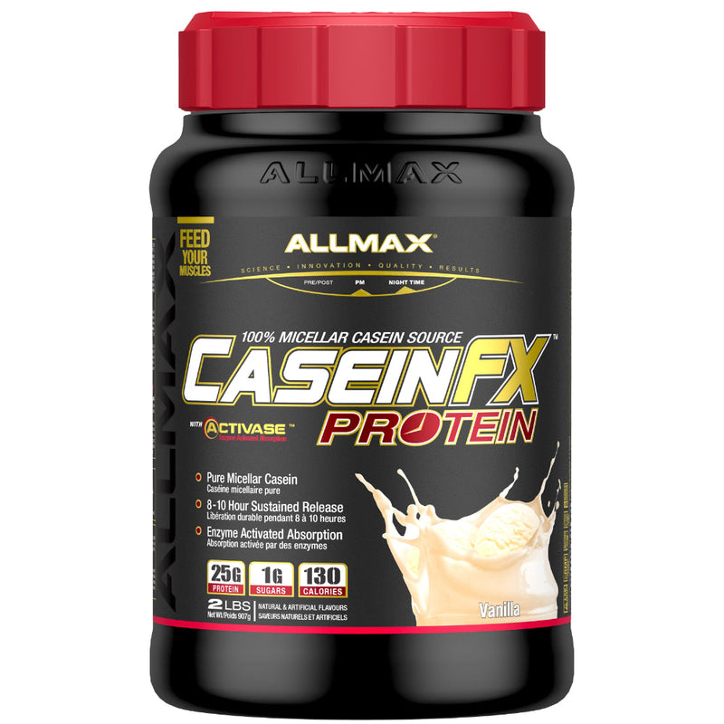 Allmax Nutrition Casein FX slow release (timed release) protein powder Vanilla.