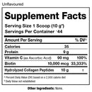 Allmax Nutrition Collagen with Biotin & Vitamin C (Unflavoured Supplement Facts) 440 g.