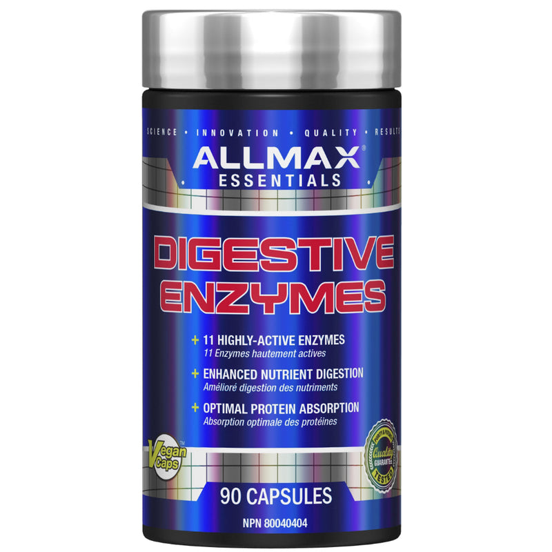 Allmax Nutrition Essentials Digestive Enzymes 90 Capsules bottle image.