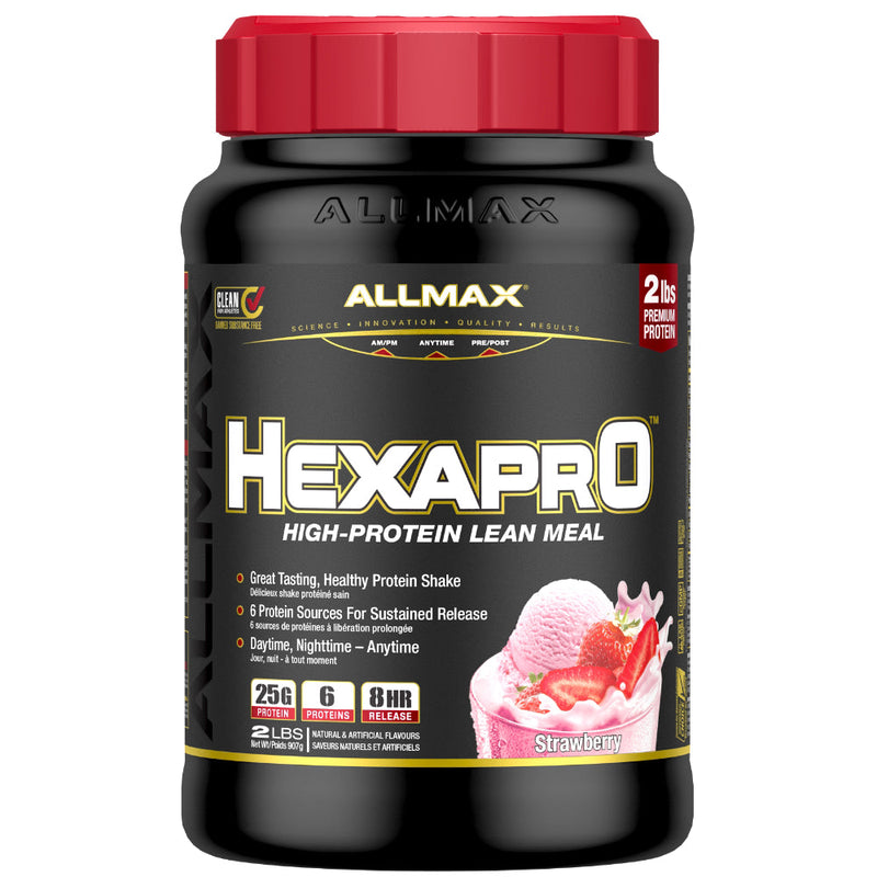 Allmax Nutrition Hexapro 2 lbs Strawberry bottle image.