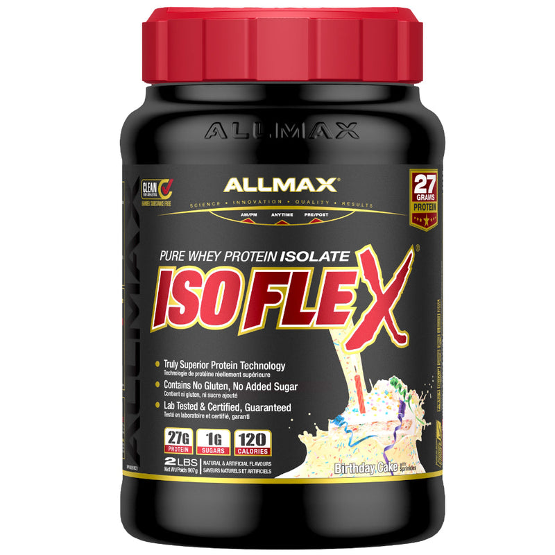 Buy Allmax Nutrition Isoflex 2 lbs Birthday Cake protein powder.