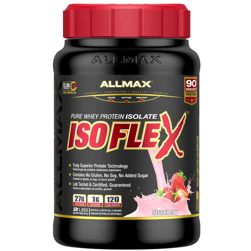 Buy Allmax Nutrition Isoflex 2 lbs Strawberry protein powder.