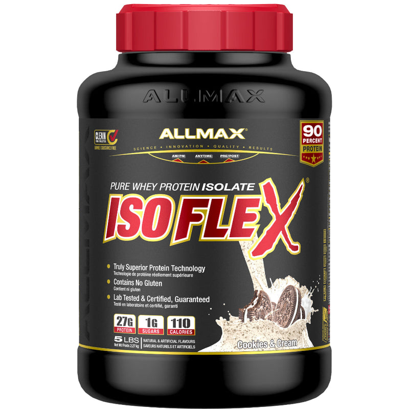 Buy Now! Allmax Nutrition isoflex 5 lbs Cookies & Cream protein powder. Pure whey protein isolate with the most amazing taste!
