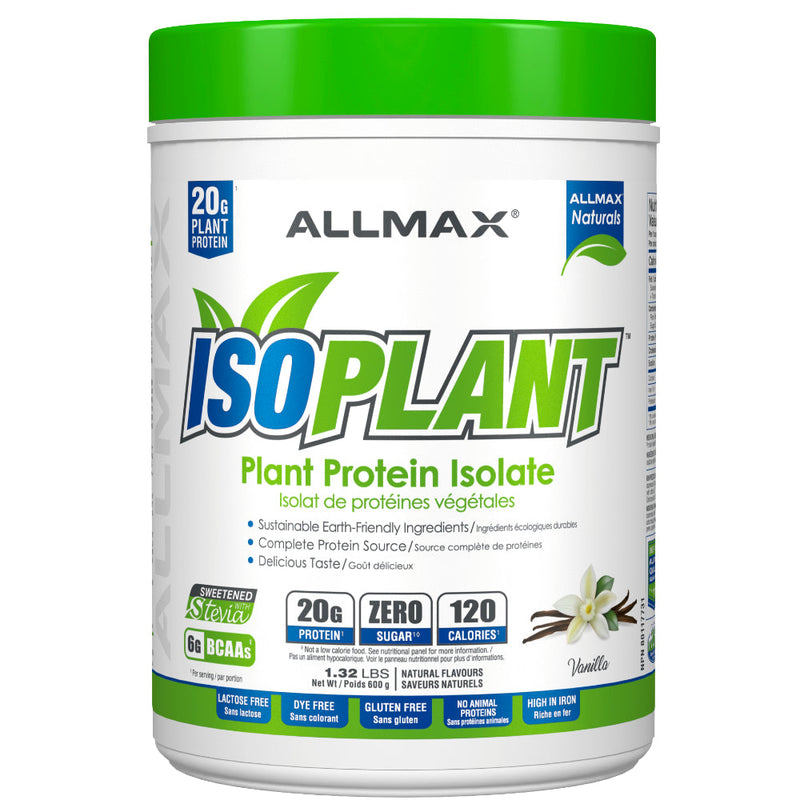 Buy Now! Allmax Nutrition ISOPLANT Protein Isolate 600 g (1.32 lbs) Vanilla. Each serving contains 20 g of 100% pure protein made with plant protein isolate.