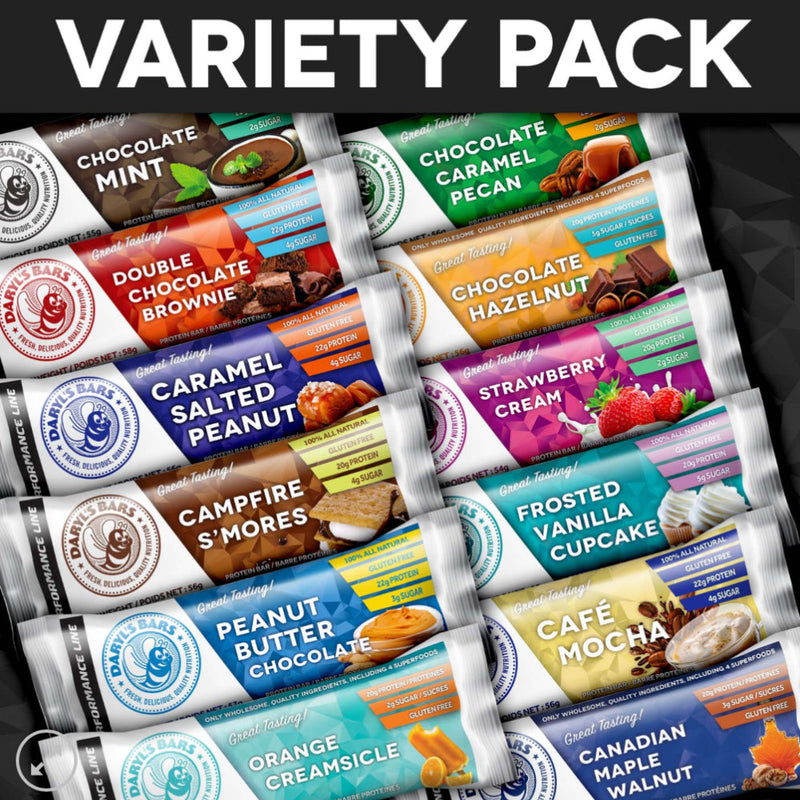 Buy Now! Daryl's Performance Bars Variety Box. Try all the flavours and see which is your favourite.