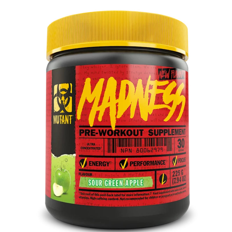 Buy Now! Mutant Madness (30 servings) Sour Green Apple. This maximum-strength formula will jolt your senses and help you demolish your next workout.
