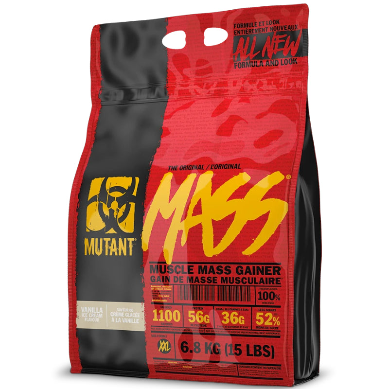 Buy Now! Mutant MASS (15 lbs) Cookies & Cream. Each serving feeds your muscles with a massive 1,100 calories, 56 grams of pure protein, 192 grams of clean carbohydrates and 12 grams of fat.