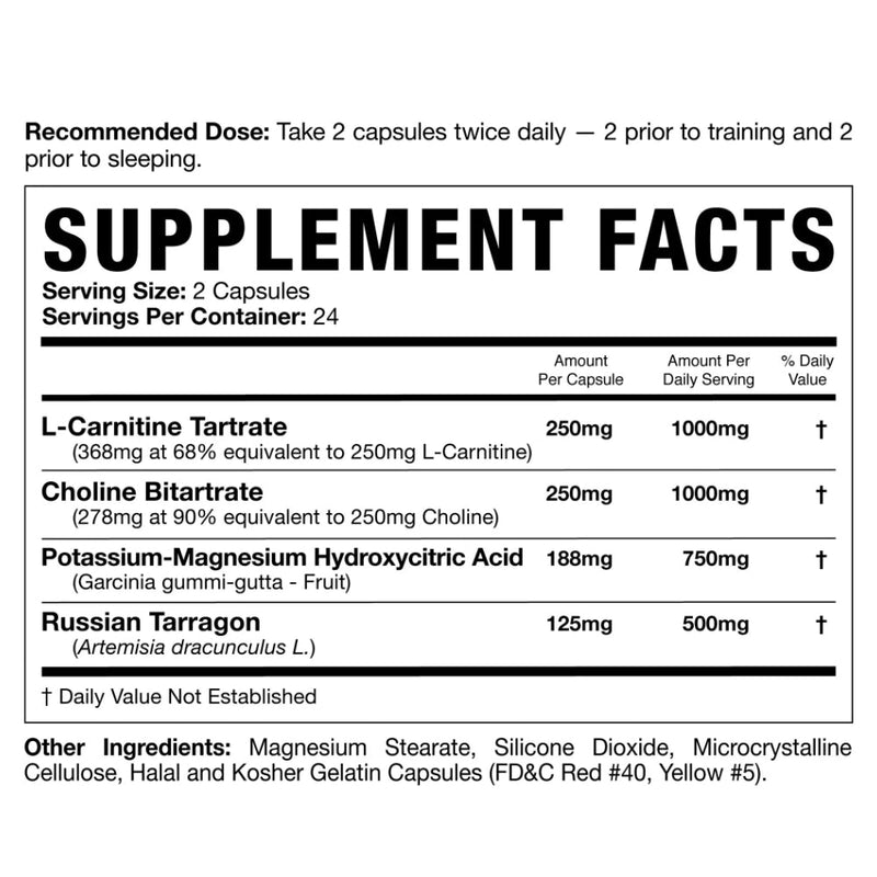 Magnum Nutraceuticals Carne Diem (96 caps) supplement fact of ingredients. Carne Diem® is the world’s most effective Carnitine based fat burner. This product succeeds where current L-Carnitine products have failed.