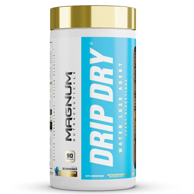 Buy Now! Magnum Nutraceuticals Drip Dry (90 caps) bottle image. Drip Dry is leading the next generation of natural water-shedding supplements by sparing your all important anti-cramping electrolytes, while simultaneously acting as a powerful diuretic.