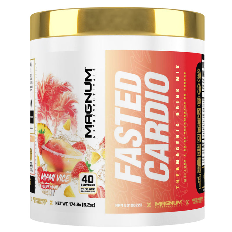 Buy Now! Magnum Nutraceuticals Fasted Cardio (40 servings) Miami Vice. Magnum Fasted Cardio is an innovative fat-burning powder formulated for people who want to optimize their fat-burning potential. Fasted Cardio will help you be more motivated, energized, and clear-headed while efficiently burning more fat.