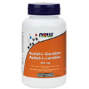 A bottle of NOW Foods Acetyl L-Carnitine 500mg, containing 100 vegetable capsules, designed for boosting cellular energy, supporting brain function, and enhancing well-being.