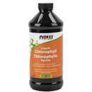 A bottle of NOW Foods Chlorophyll Liquid in 473 ml packaging with peppermint flavor.