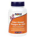 A bottle of NOW Foods Cider Vinegar, containing 180 capsules, with a white and orange label.