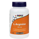 Bottle of NOW Foods L-Arginine 500mg containing 100 capsules.