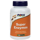 A bottle of NOW Foods Super Enzymes containing 180 tablets for digestive health.
