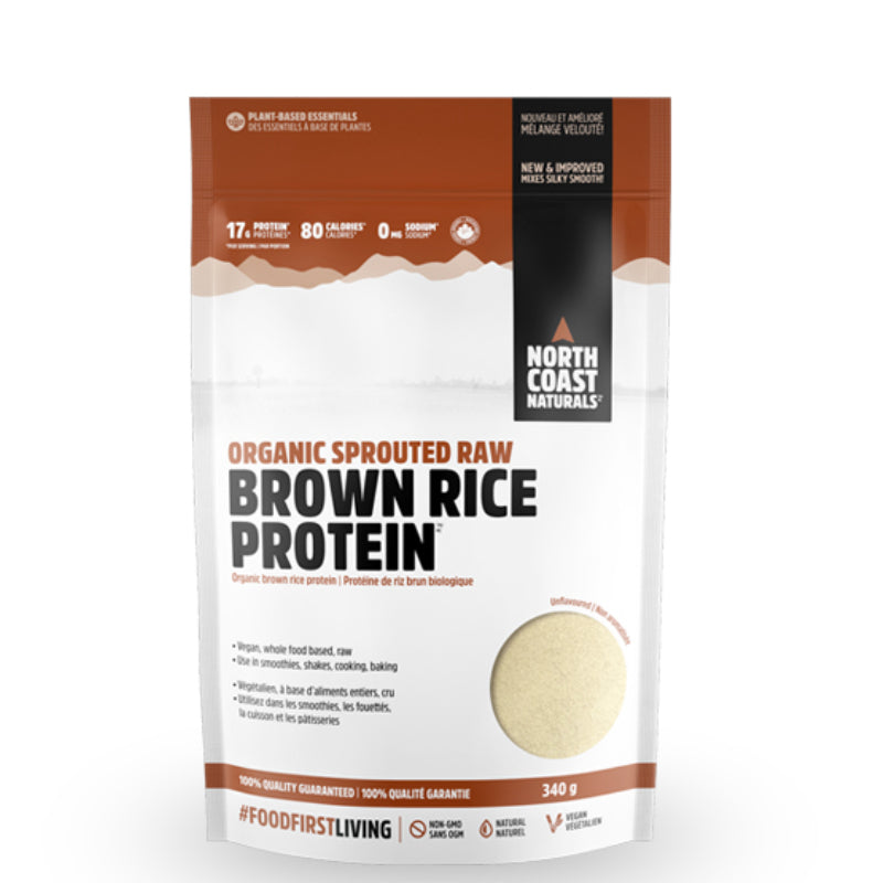 Buy Now! North Coast Naturals Organic Sprouted Raw Brown Rice Protein (340 g) Unflavoured. Sprouted brown rice protein is a nutritionally superior protein option compared to non-sprouted rice.