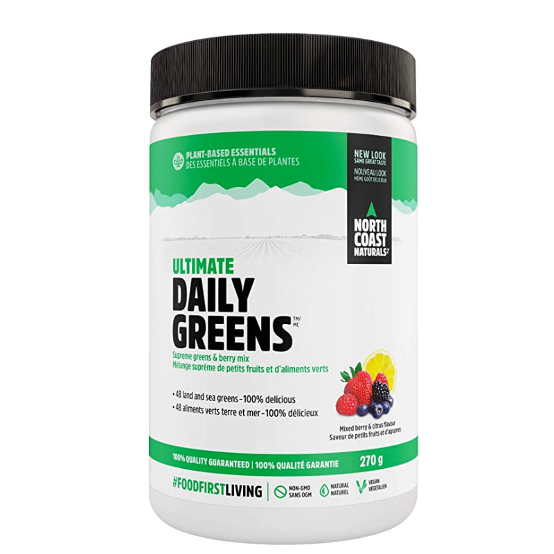 Buy Now! North Coast Naturals Ultimate Daily Greens (270 g) Mixed Berry & Citrus. A mix of 48 Super Fruits, Vegetables and Sea Greens.