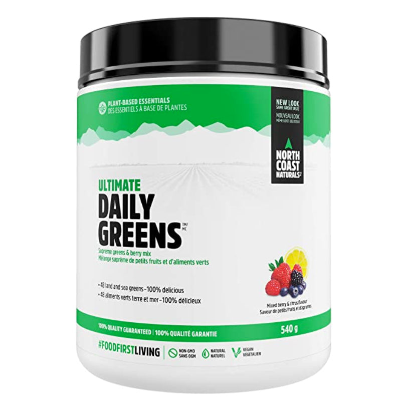 Buy Now! North Coast Naturals Ultimate Daily Greens (540 g) Mixed Berry & Citrus. A mix of 48 Super Fruits, Vegetables and Sea Greens.