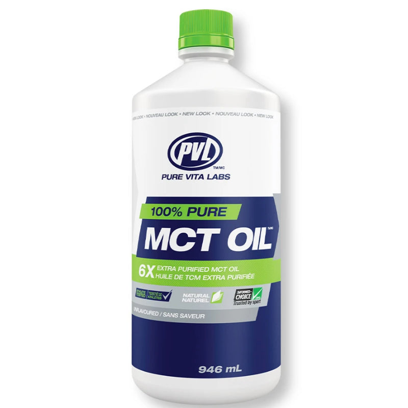 Buy Now! PVL Pure Vita Labs MCT Oil (946 ml). 100% pure MCTs supply quick energy like carbohydrates can, yet MCTs are not carbs! Perfect for Keto Diets.