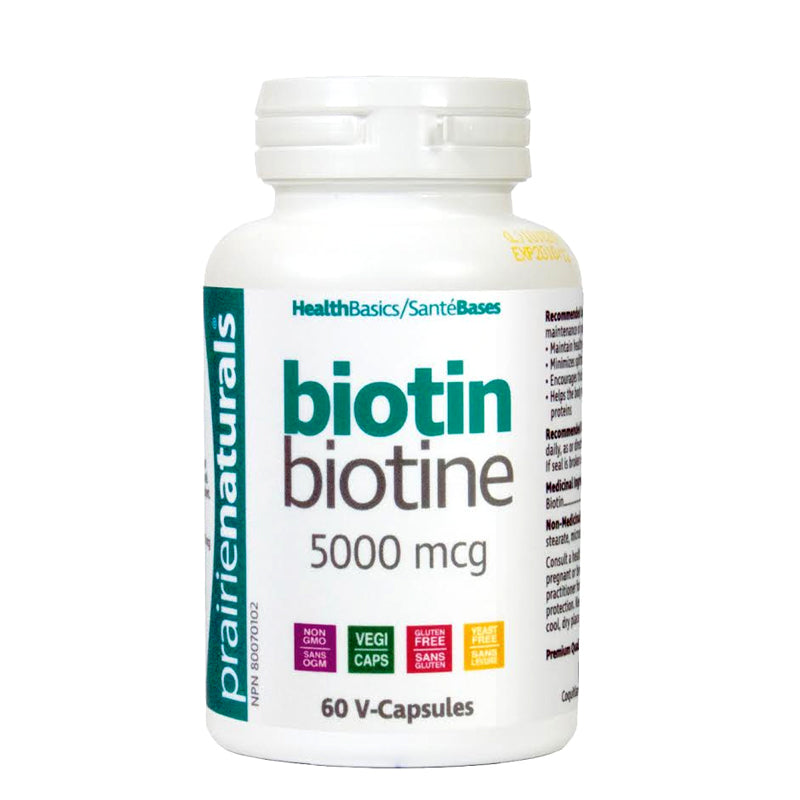 Biotin 5000 mcg (60 Vcaps) | Skin / Hair / Nails / Immunity | Prairie