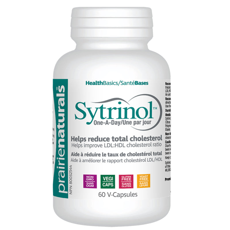 Buy Now! Prairie Naturals Styrinol (60 caps). Multiple studies show Sytrinol decreases total cholesterol by 30 percent, low-density lipoprotein (LDL), bad cholesterol, by 27 percent and triglycerides by 34 percent.