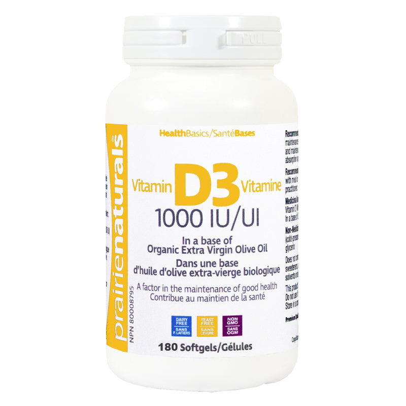 Vitamin D3 (D-3) (180 Softgels) | Sunshine Vitamin | Prairie Naturals
