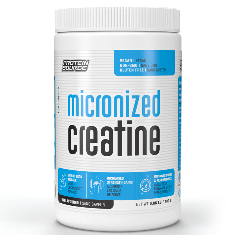 Buy Now! Protein Source Micronized Creatine Monohydrate (400 g) white bottle. Creatine has been shown to increase maximal strength and endurance.