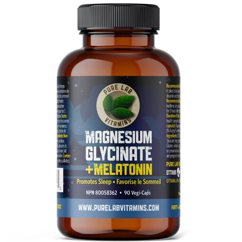 Buy Now! Pure Lab Vitamins Magnesium Glycinate + Melatonin (90 caps). Helps to Reduce the Time it Takes to Fall Asleep in People With Delayed Sleep Phase Disorder and Helps to Reset the Body's Sleep-Wake Cycle.