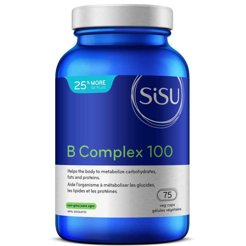 Buy Now! SISU B Complex 100 (75 caps). B vitamins support liver detoxification, healthy cholesterol levels, adrenal function, hormone balance and helps with stress & migraines.