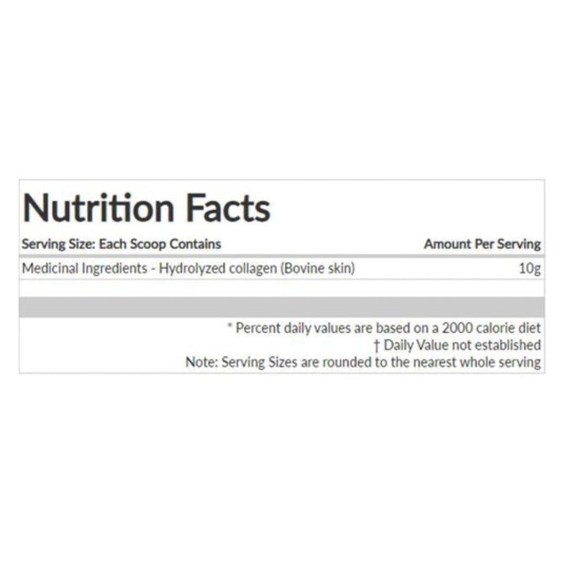Tested Nutrition Collagen (500 g) supplement facts. Helps to reduce joint pain associated with osteoarthritis.