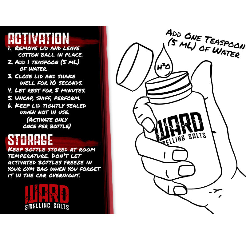 Ward Smelling Salts (32 g) Directions of usage. Bottled Insanity is a next level ammonia inhalant for athletes who want to unleash their inner insanity and take their performance to the highest level.