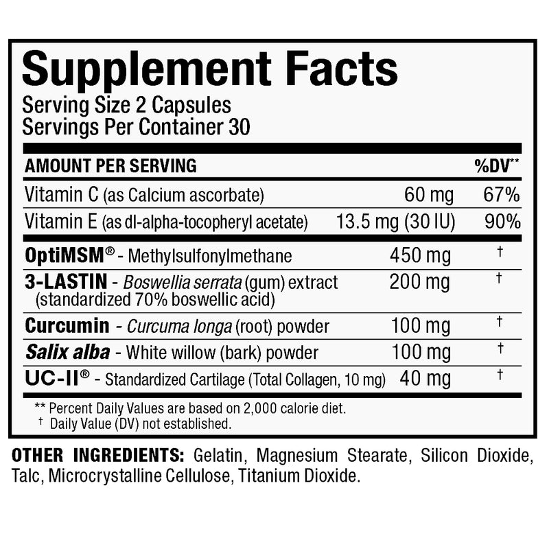 Allmax Nutrition AllFlex all-in-one Joint Formula (60 capsules) supplement facts