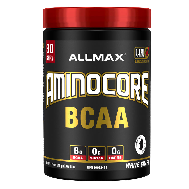 Allmax Nutrition Aminocore BCAA 30 servings Amino Acid Drink Mix White Grape.