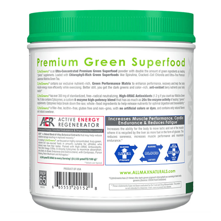 Allmax Nutrition CytoGreens premium green superfood for athletes 60 servings acai berry green tea instructions.
