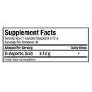 Allmax Nutrition D-Aspartic Acid (DAA) 100g Powder supplement facts of ingredients.