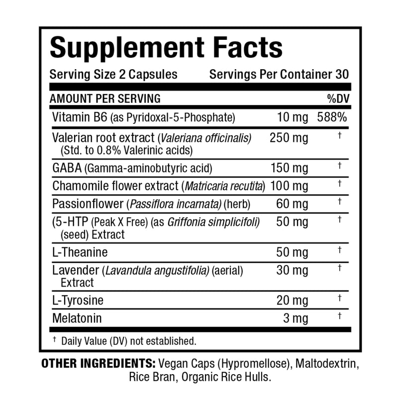 Allmax Nutrition Lights Out SLEEP (60 caps) supplement facts of ingredients. Deep Sleep Supplement.