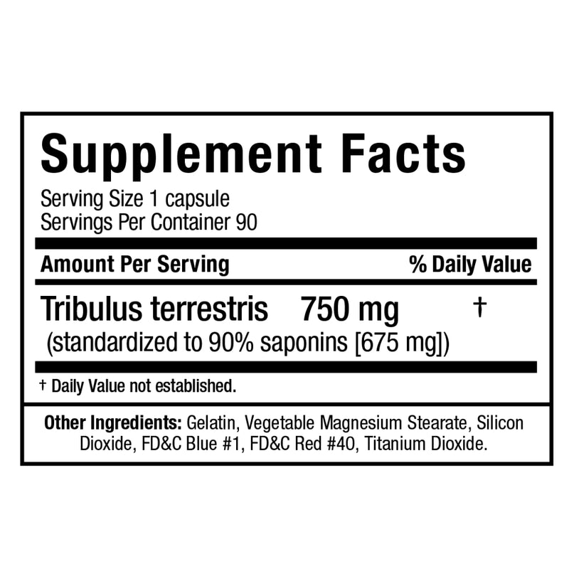 Allmax Nutrition TRIBX90 Tribulus Terrestris (90 Capsules) supplement facts of ingredients.