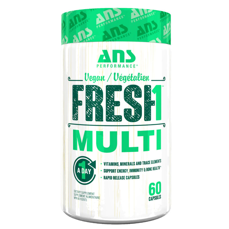 Buy Now! ANS Performance Fresh1 Multi (60 caps). FRESH1™ Vegan MULTI is a 100% vegan-friendly high potency daily multivitamin formula designed to complement your nutritional requirements with 25 bioavailable vitamins, minerals, antioxidants and trace elements.